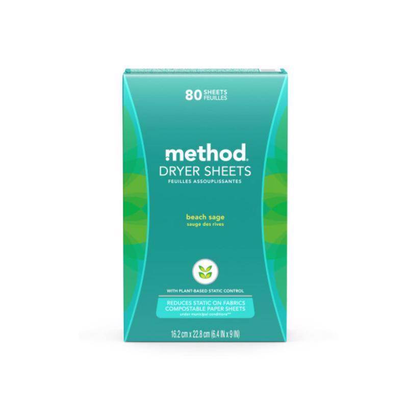 Method Beach Sage Scent Dryer Sheets Sheets 80 pk