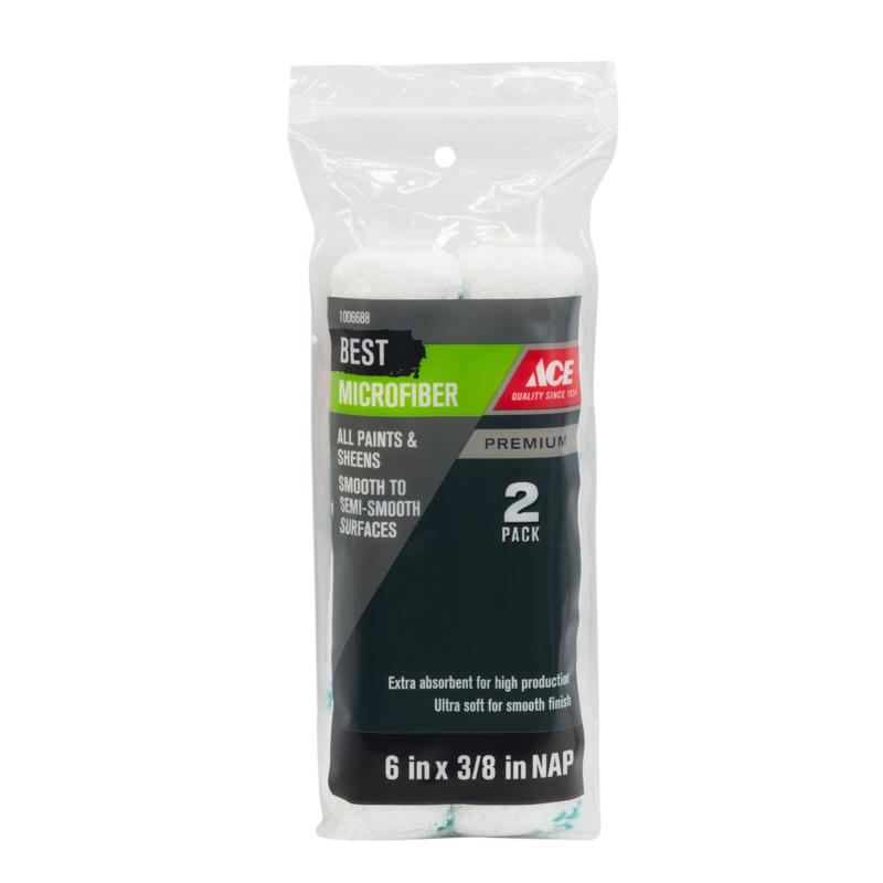 Ace Best Microfiber 6 in. W X 3/8 in. Mini Paint Roller Cover 2 pk