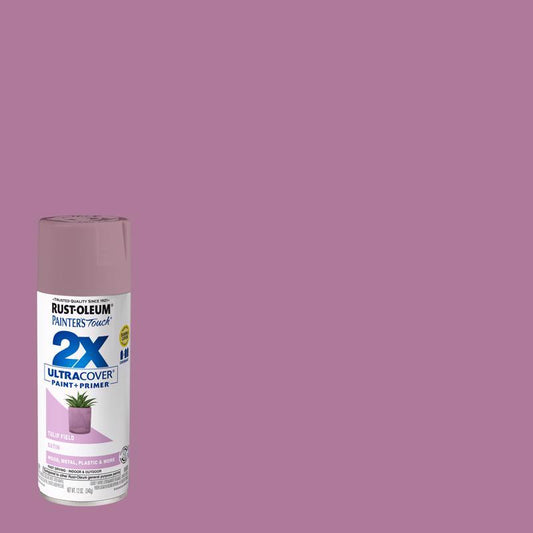Rust-Oleum Painter's Touch 2X Ultra Cover Satin Tulip Field Paint+Primer Spray Paint 12 oz