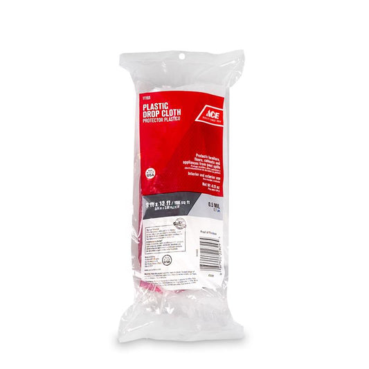 Ace 9 ft. W X 12 ft. L X 0.5 mil 7 lb Plastic Drop Cloth 1 pk
