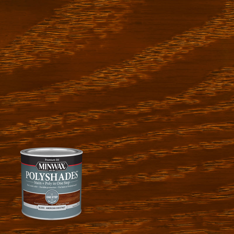 Minwax PolyShades Semi-Transparent Gloss American Chestnut Stain/Polyurethane Finish 1/2 pt