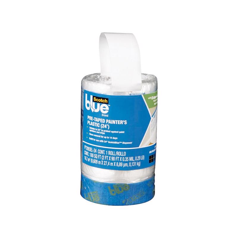 ScotchBlue 30 ft. W X 24 in. L X 0.35 mil Pre-Taped Painter's Plastic 1 pk