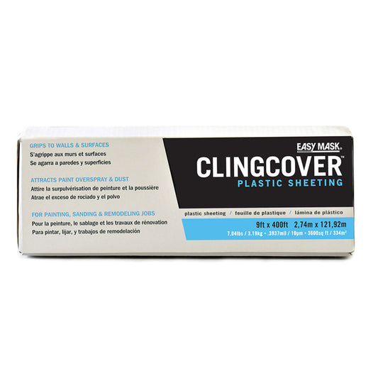 Easy Mask ClingCover Plastic Sheeting 0.3 mil X 9 ft. W X 400 ft. L Polyethylene Clear 1 pk