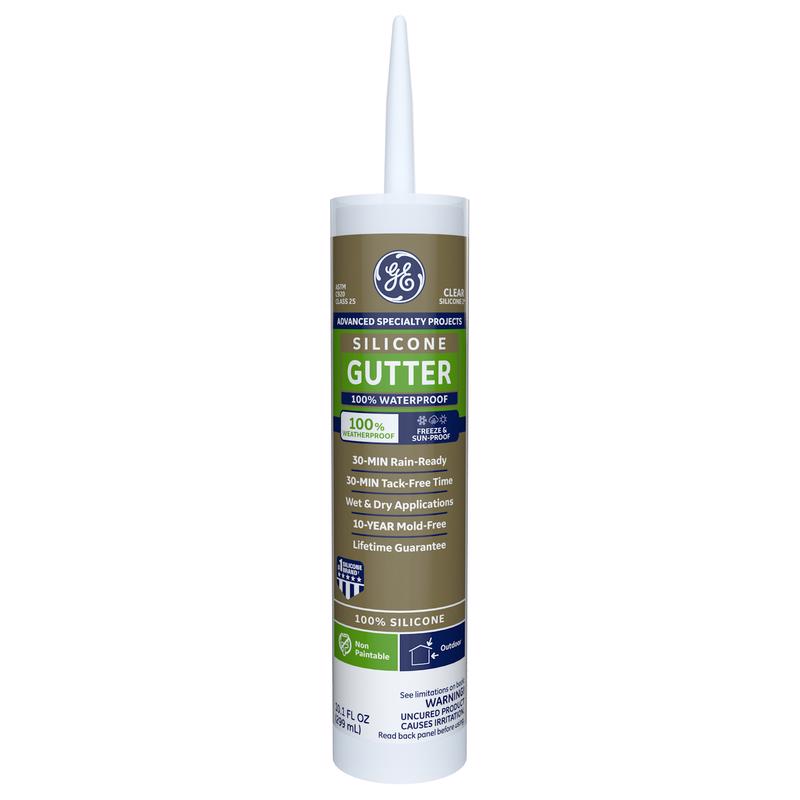 GE Advanced Clear Silicone 2 Gutter and Flashing Caulk Sealant 10.1 oz