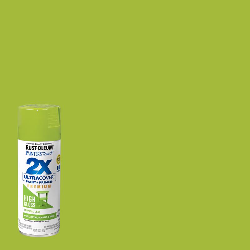 Rust-Oleum Painter's Touch 2X Ultra Cover High-Gloss Tropical Leaf Paint+Primer Spray Paint 12 oz