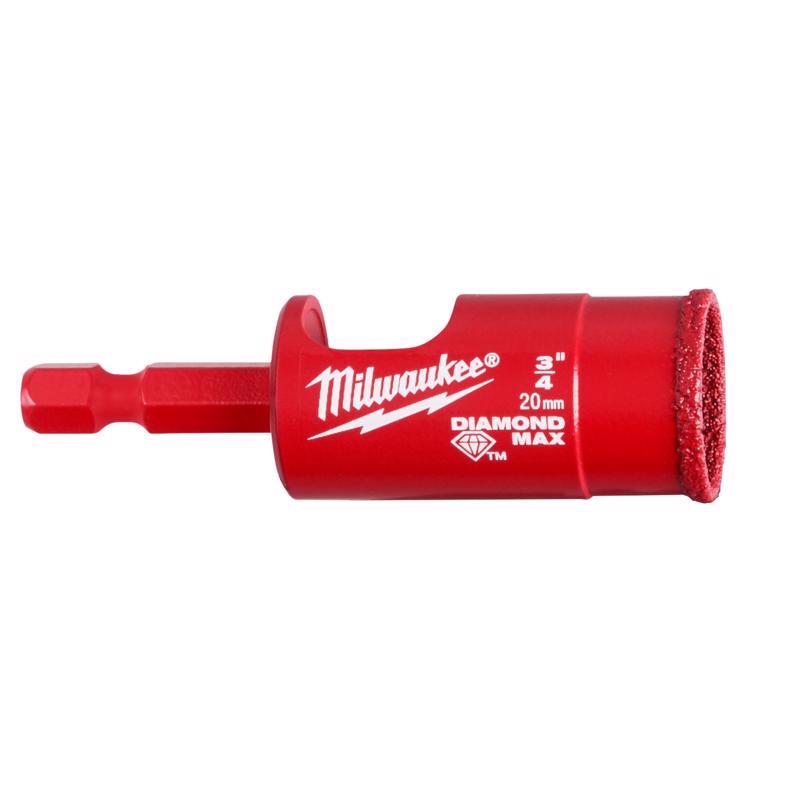 Milwaukee Diamond Max 3/4 in. Diamond Grit Glass, Porcelain, Tile, and Stone 3 in. L X 1/4 in. D Hol