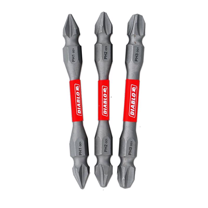Diablo Phillips 2-1/2 in. L Double-Ended Screwdriver Bit Set Black Oxide 3 pc