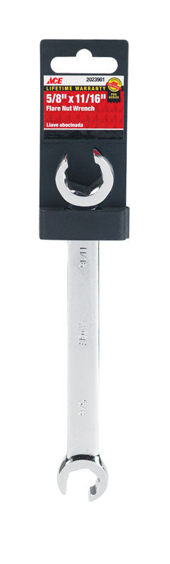 Ace Pro Series 5/8 in. X 11/16 in. SAE Flare Nut Wrench 7.6 in. L 1 pc