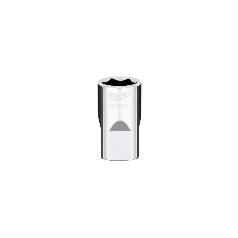 Milwaukee 15 mm X 1/2 in. drive Metric 6 Point Standard Socket 1 pc