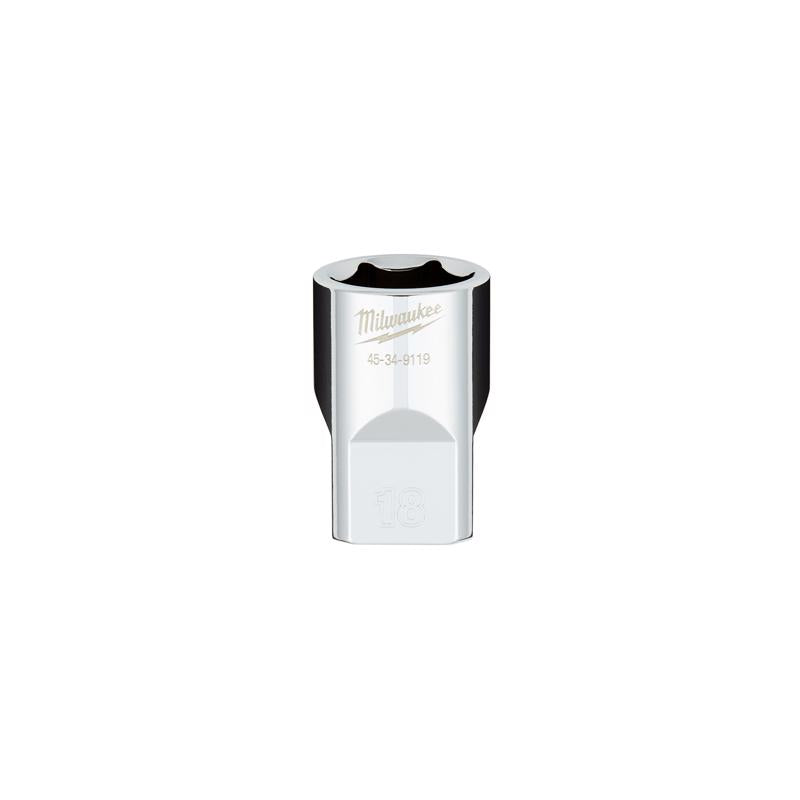 Milwaukee 18 mm X 1/2 in. drive Metric 6 Point Standard Deep Socket 1 pc