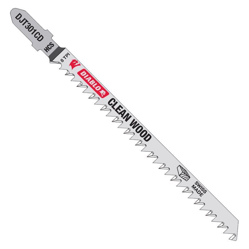 Diablo 4-5/8 in. High Carbon Steel T-Shank Cleamn Wood Jig Saw Blade 8 TPI 5 pk