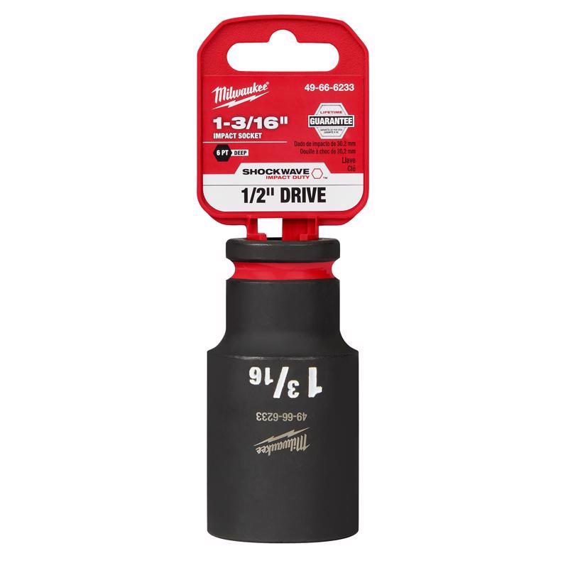 Milwaukee Shockwave 1-3/16 in. X 1/2 in. drive SAE 6 Point Deep Impact Socket 1 pc