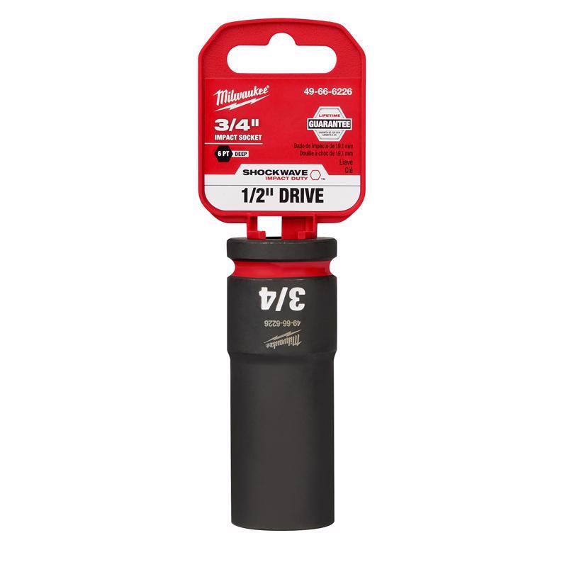 Milwaukee Shockwave 3/4 in. X 1/2 in. drive SAE 6 Point Deep Impact Socket 1 pc