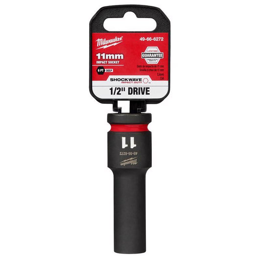 Milwaukee Shockwave 11 mm X 1/2 in. drive Metric 6 Point Deep Impact Socket 1 pc