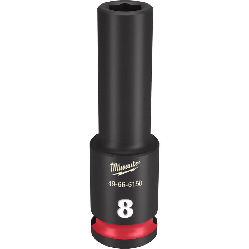 Milwaukee Shockwave 8 mm X 3/8 in. drive Metric 6 Point Deep Impact Socket 1 pc