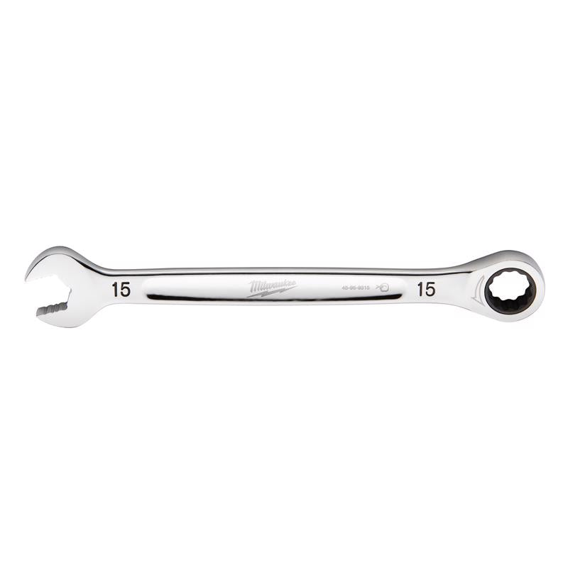 Milwaukee 15 mm X 15 mm 12 Point Metric Ratcheting Combination Wrench 8.17 in. L 1 pc