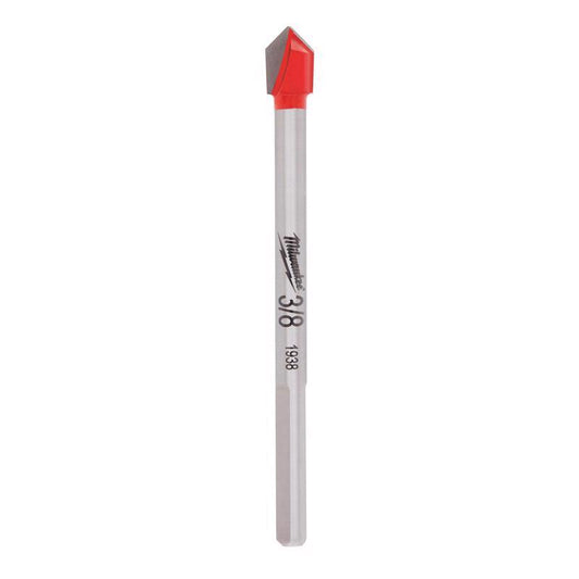 Milwaukee 3/8 in. X 3.75 in. L Carbide Tipped Glass/Tile Drill Bit 3-Flat Shank 1 pc