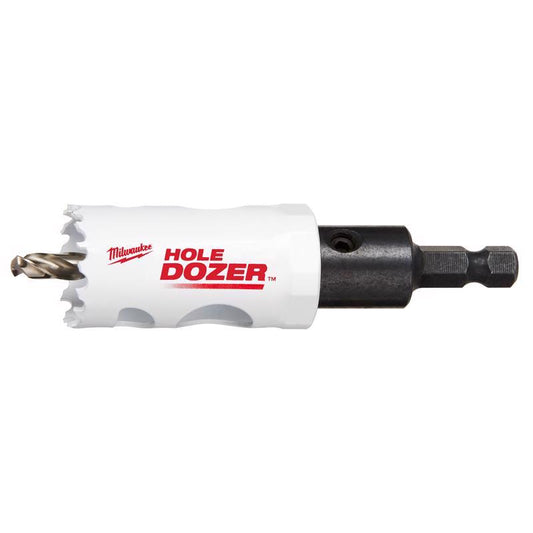 Milwaukee Hole Dozer 1-1/8 in. Bi-Metal 2.7 in. L X 3/8 in. D Hole Saw with Arbor and Pilot Bit