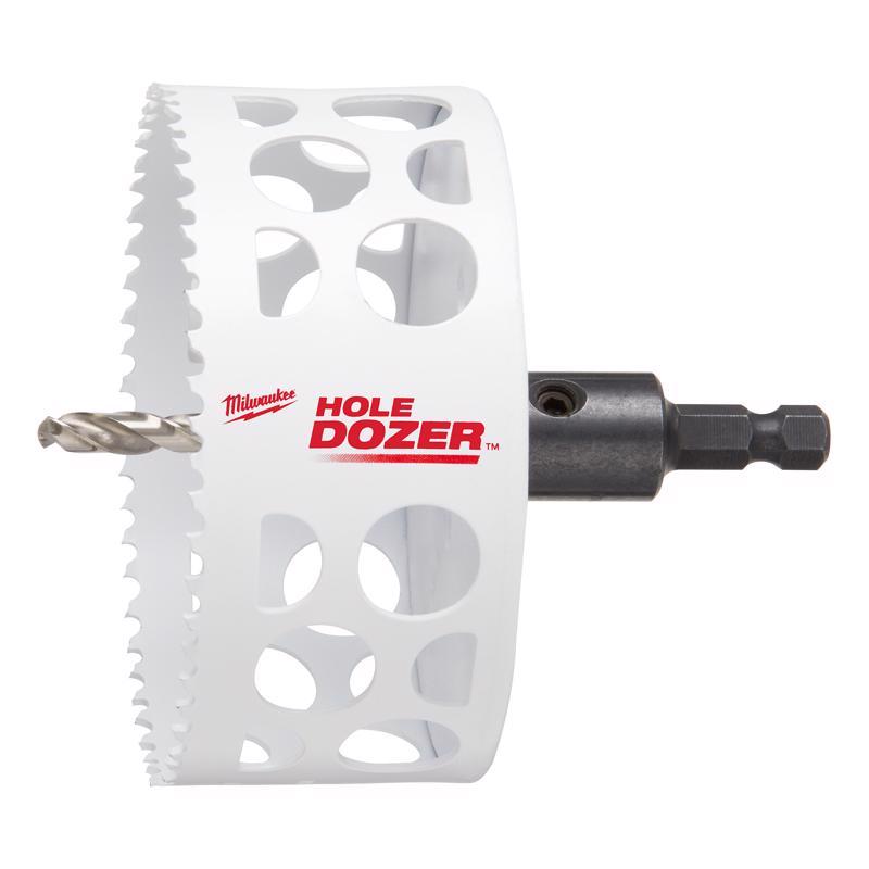 Milwaukee Hole Dozer 4 in. Bi-Metal 2 in. L X 3/8 in. D Hole Saw with Arbor and Pilot Bit