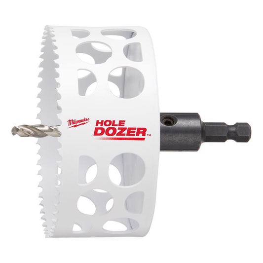 Milwaukee Hole Dozer 4 in. Bi-Metal 2 in. L X 3/8 in. D Hole Saw with Arbor and Pilot Bit