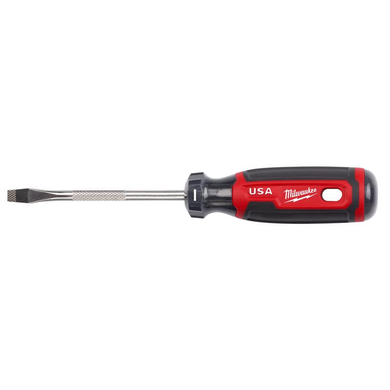 Milwaukee Made in USA Cushion Grip 1/4 in. Slotted Made in USA Screwdriver 1 pk