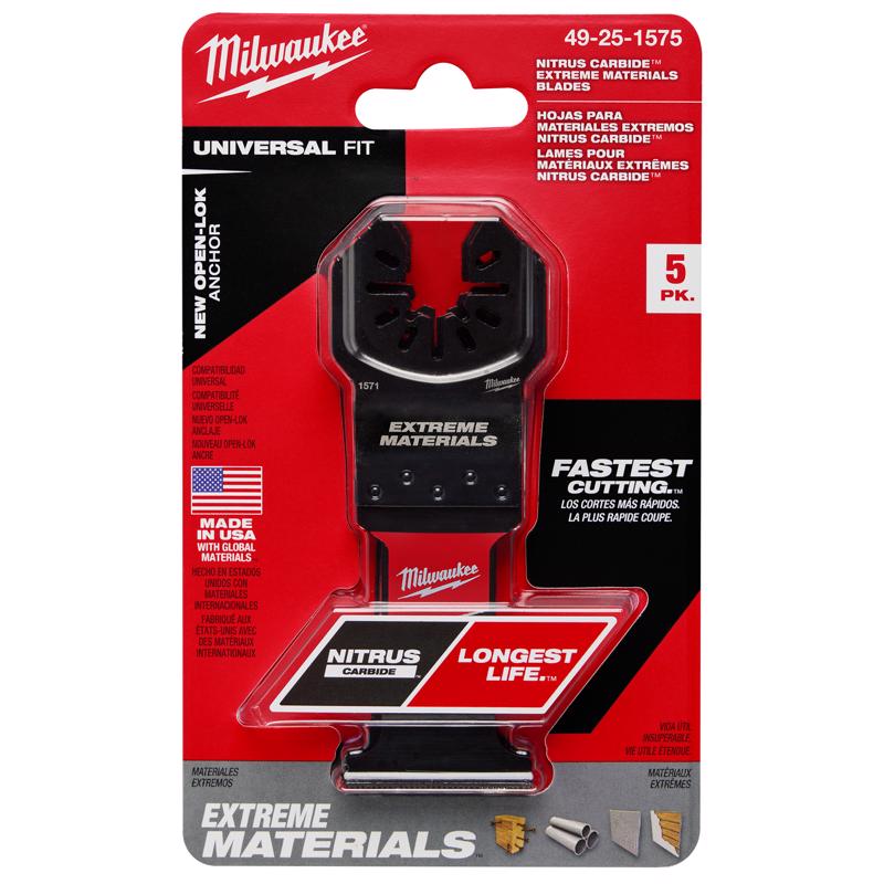 Milwaukee Nitrus Carbide 1-3/8 in. W Carbide Open-Lok Oscillating Saw Blade Multi-Material 5 pk