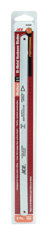 Ace 12 in. Bi-Metal Hacksaw Blade 24 TPI 2 pk