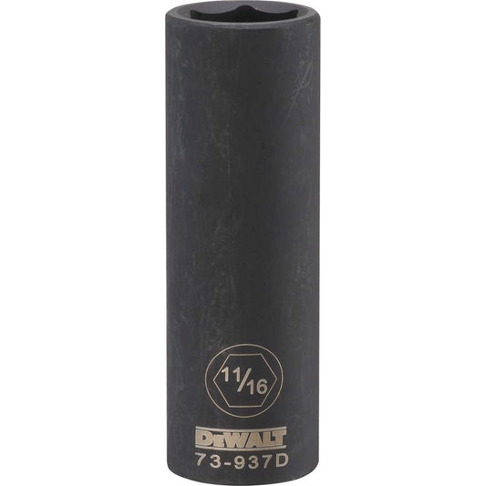 DeWalt 11/16 in. X 1/2 in. drive SAE 6 Point Deep Impact Socket 1 pc