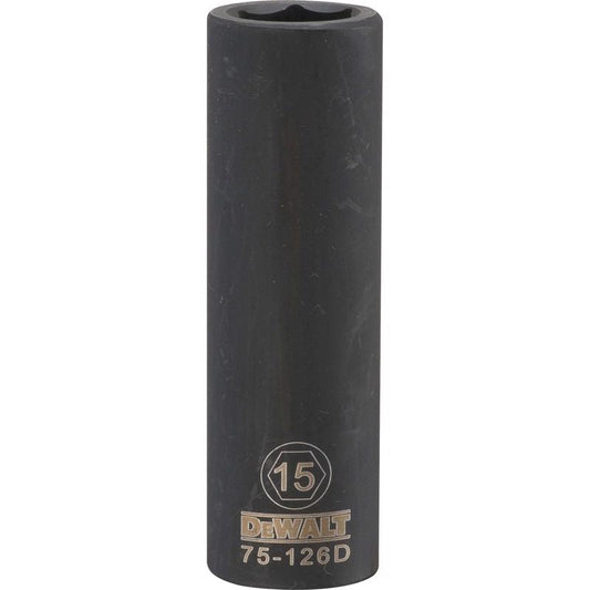 DeWalt 15 mm X 1/2 in. drive Metric 6 Point Deep Impact Socket 1 pc