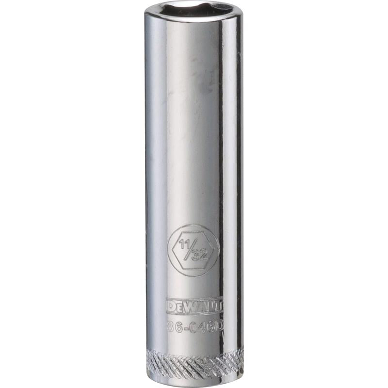 DeWalt 11/32 in. X 1/4 in. drive SAE 6 Point Deep Socket 1 pc