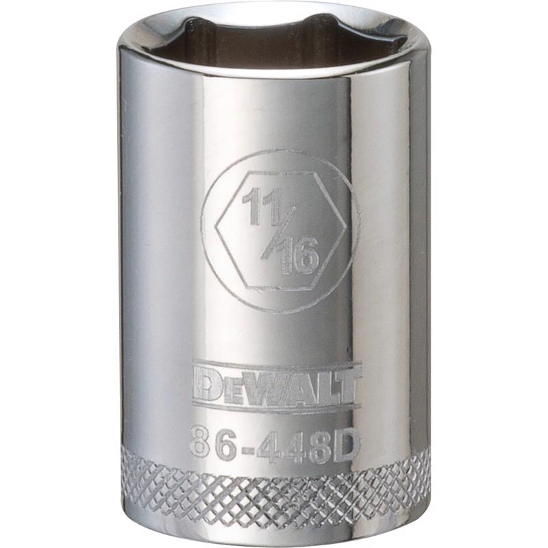 DeWalt 11/16 in. X 1/2 in. drive SAE 6 Point Socket 1 pc