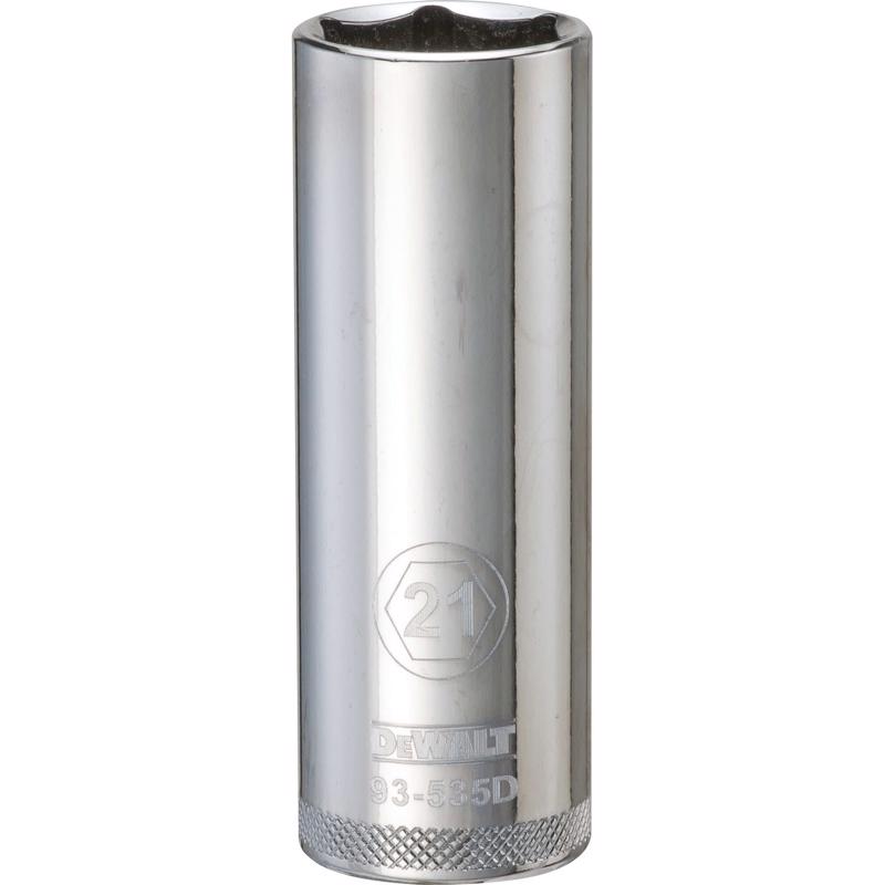 DeWalt 21 mm X 1/2 in. drive Metric 6 Point Deep Socket 1 pc