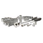 Stanley 1/4 and 3/8 in. drive Metric/SAE Mechanic's Tool Set 60 pc