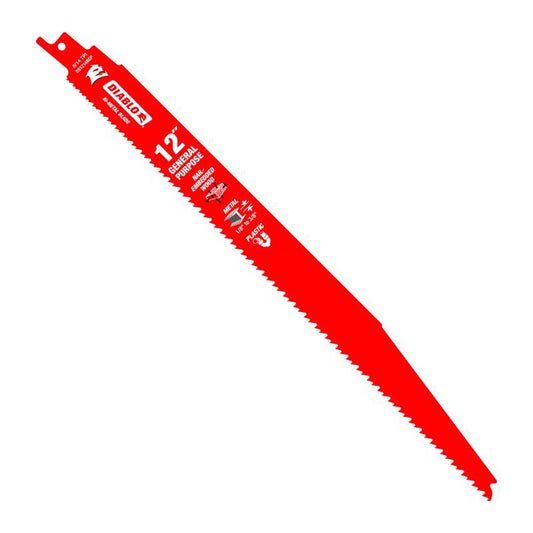 Diablo 12 in. Bi-Metal General Purpose Reciprocating Saw Blade 8/14 TPI 2 pk