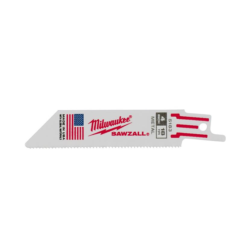 Milwaukee SAWZALL 4 in. Bi-Metal Double Duty Upgrade Reciprocating Saw Blade 18 TPI 5 pk