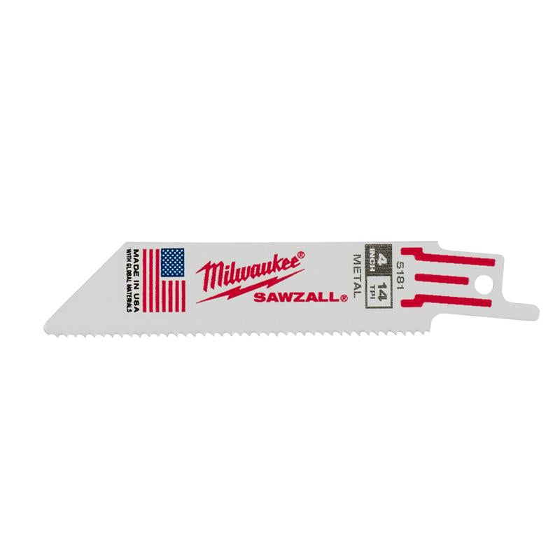 Milwaukee SAWZALL 4 in. Bi-Metal Double Duty Upgrade Reciprocating Saw Blade 14 TPI 5 pk