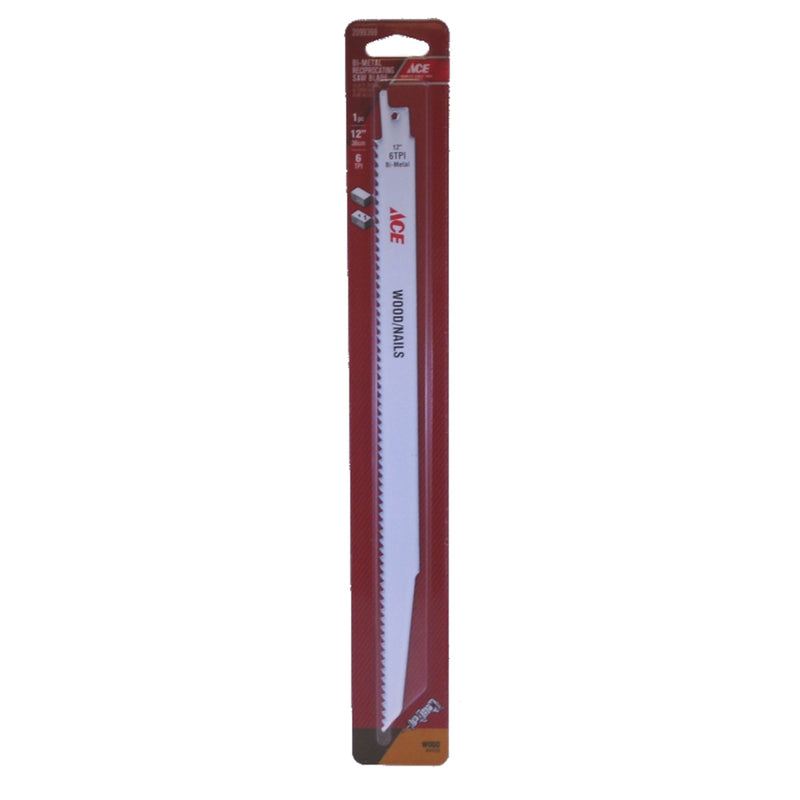 Ace 12 in. Bi-Metal Reciprocating Saw Blade 6 TPI 1 pk