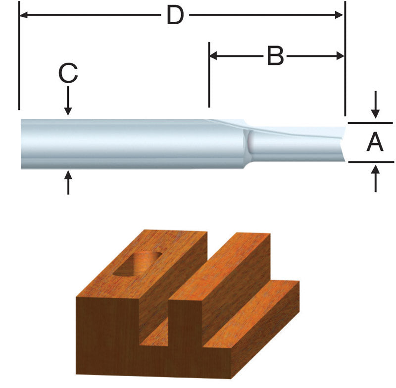 Vermont American 3/8 in. D X 3/8 x 1 in. X 2-1/16 in. L Carbide Tipped 2-Flute Straight Router Bit