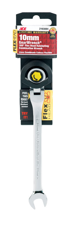 Ace Pro Series GearWrench 10 mm X 10 mm Metric Flex Head Combination Wrench 6.35 in. L 1 pc