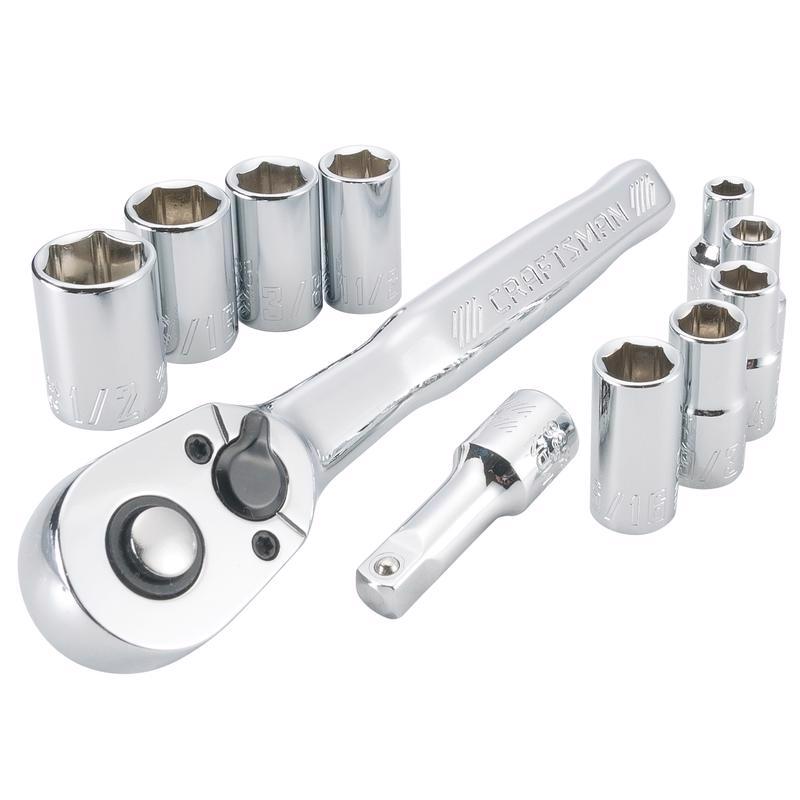 Craftsman 1/4 in. drive SAE 6 Point Socket and Ratchet Set 11 pc