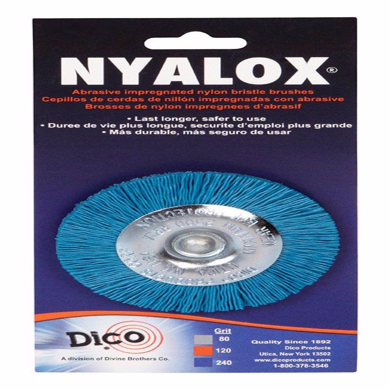 Dico Nyalox 3 in. Fine Crimped Mandrel Mounted Wheel Brush Nylon 2500 rpm 1 pc