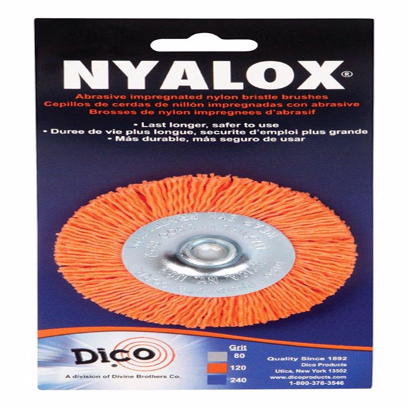 Dico Nyalok 3 in. Medium Crimped Mandrel Mounted Wheel Brush Nylon 2500 rpm 1 pc