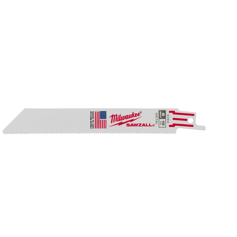 Milwaukee SAWZALL 6 in. Bi-Metal Reciprocating Saw Blade 18 TPI 1 pk