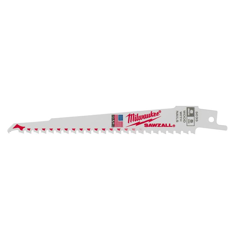 Milwaukee SAWZALL 6 in. Bi-Metal Reciprocating Saw Blade 5 TPI 1 pk