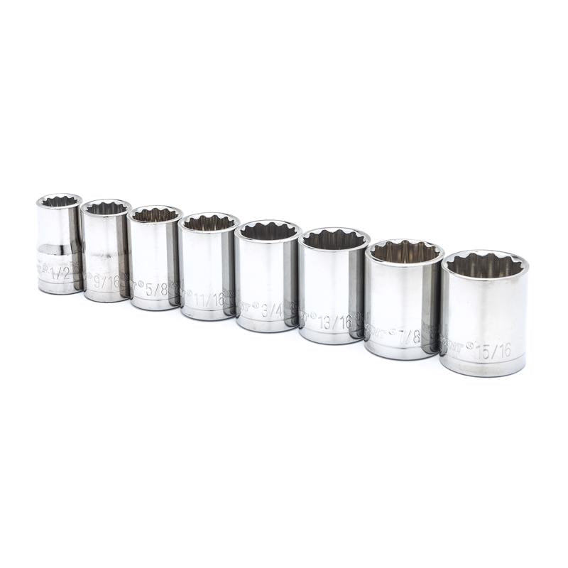 Crescent 1/2 in. X 1/2 in. drive SAE 12 Point Socket Set 8 pc
