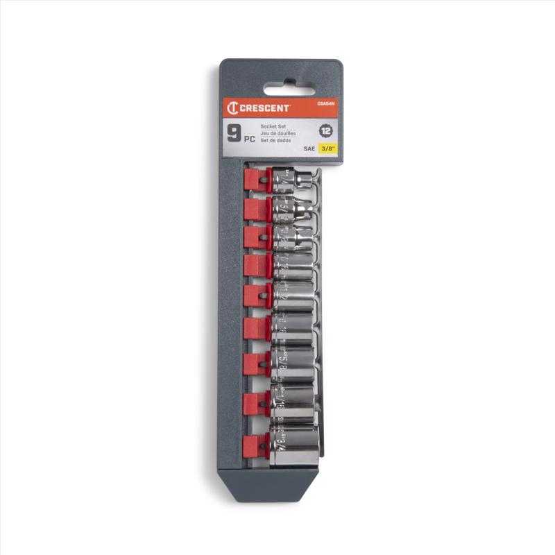 Crescent 3/8 in. X 3/8 in. drive SAE 12 Point Socket Set 9 pc