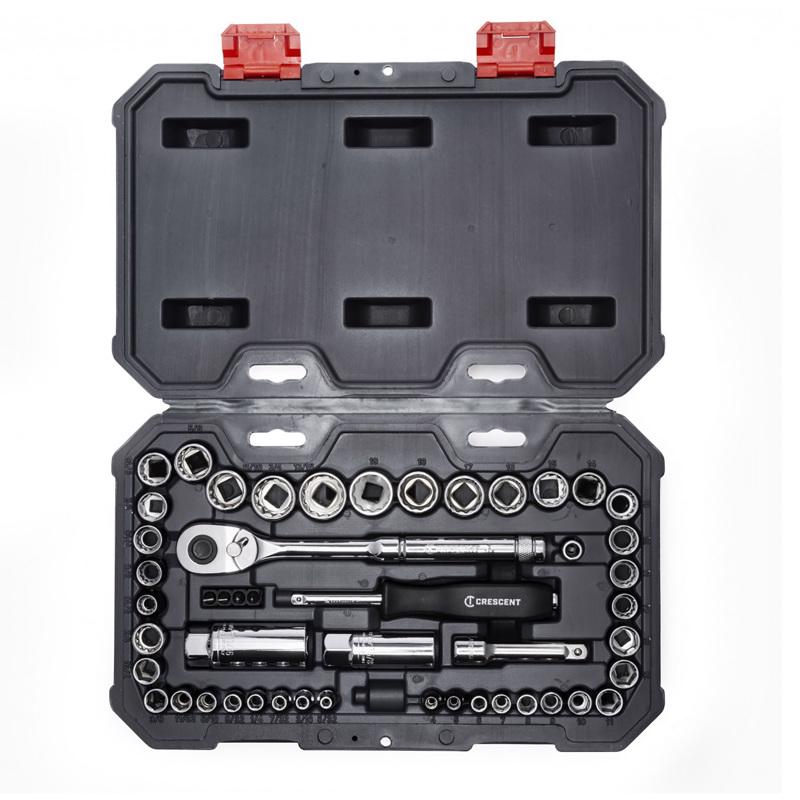Crescent 1/4 and 3/8 in. drive Metric/SAE 6 and 12 Point Socket Wrench Set 50 pc