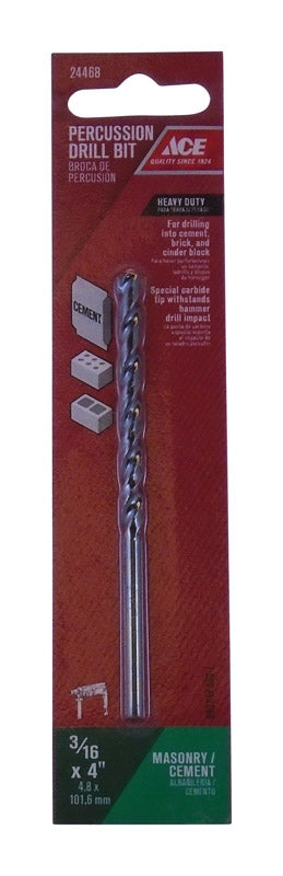 Ace 3/16 in. X 4 in. L Steel Percussion Drill Bit Straight Shank 1 pc