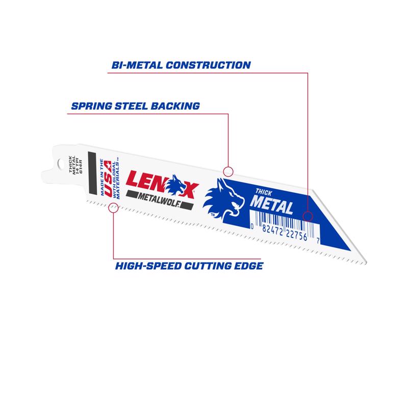 Lenox METALWOLF 6 in. Bi-Metal WAVE EDGE Reciprocating Saw Blade 14 TPI 1 blade