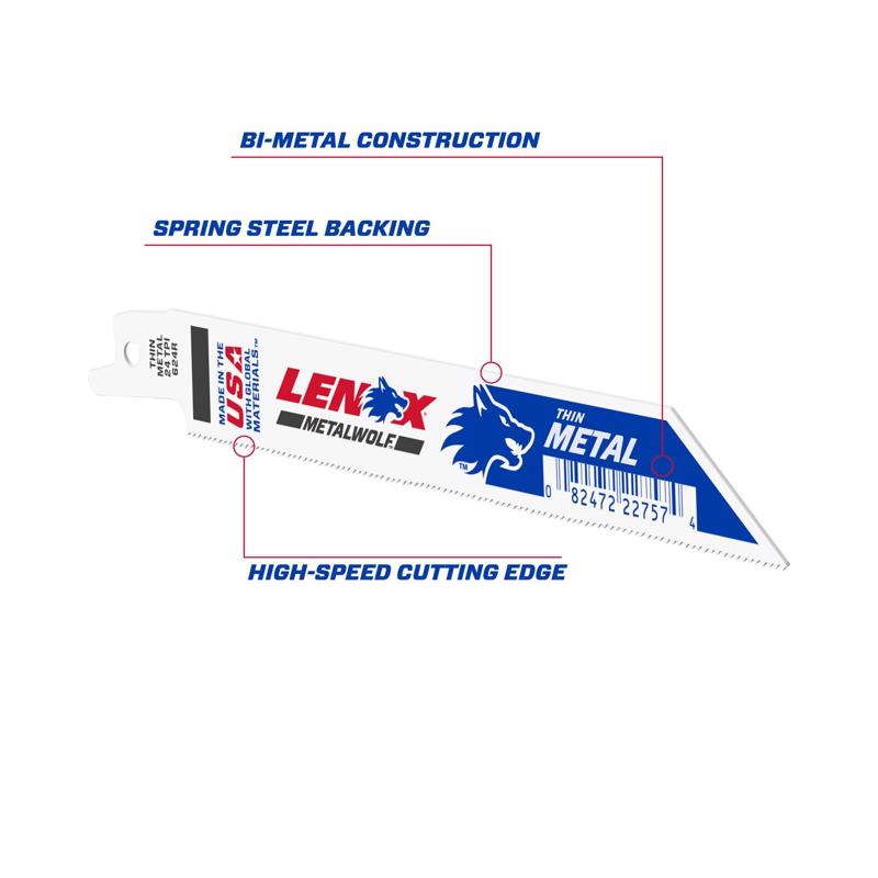 Lenox METALWOLF 6 in. Bi-Metal WAVE EDGE Reciprocating Saw Blade 24 TPI 1 blade